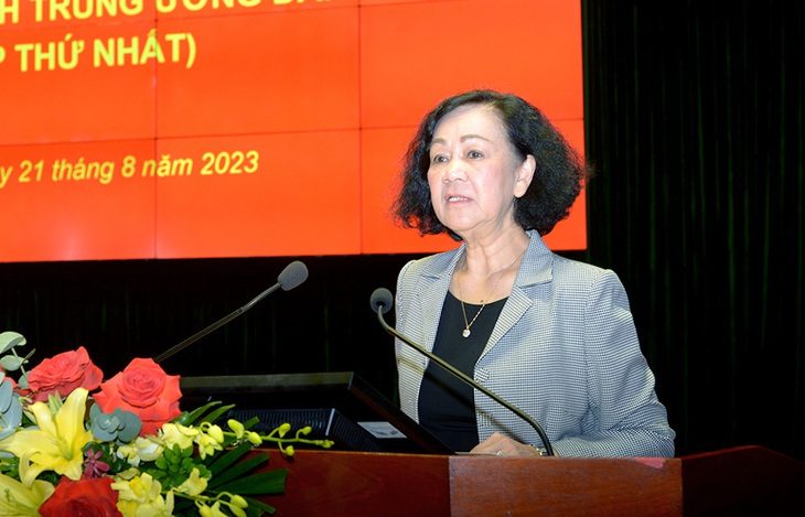 Bộ Chính trị: Thu hút nhân tài, có chính sách tiền lương phù hợp từng ngành - Ảnh 1. Thường trực Ban Bí thư Trương Thị Mai - Ảnh: TTXVN